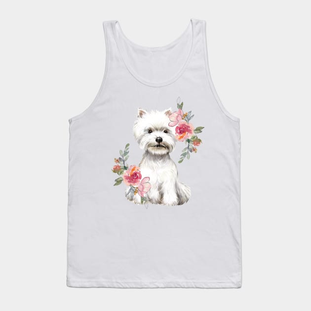 Cute West Highland White Terrier Westie Puppy Dog Watercolor Art Tank Top by AdrianaHolmesArt